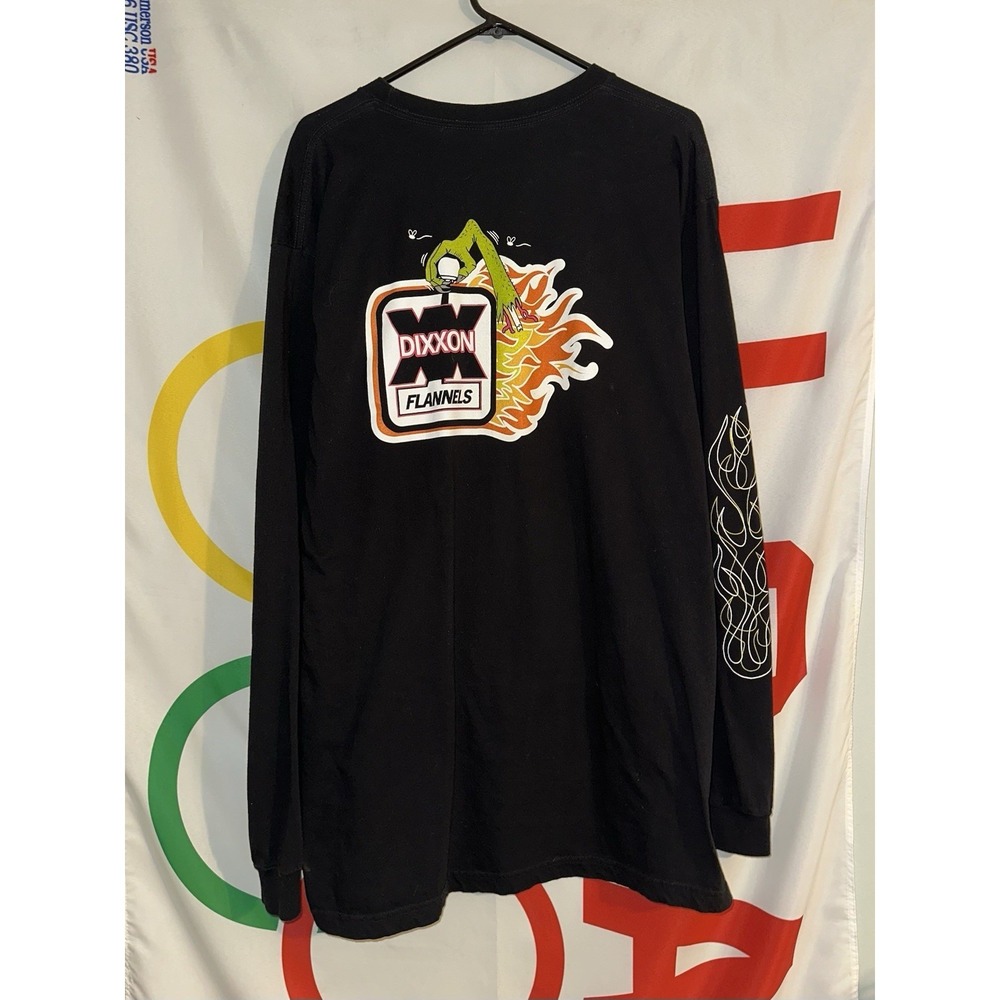 Dixxon Flannels T Shirt Mens 2XL Black Long Sleeve Flame Sleeve Monster - Picture 6 of 7